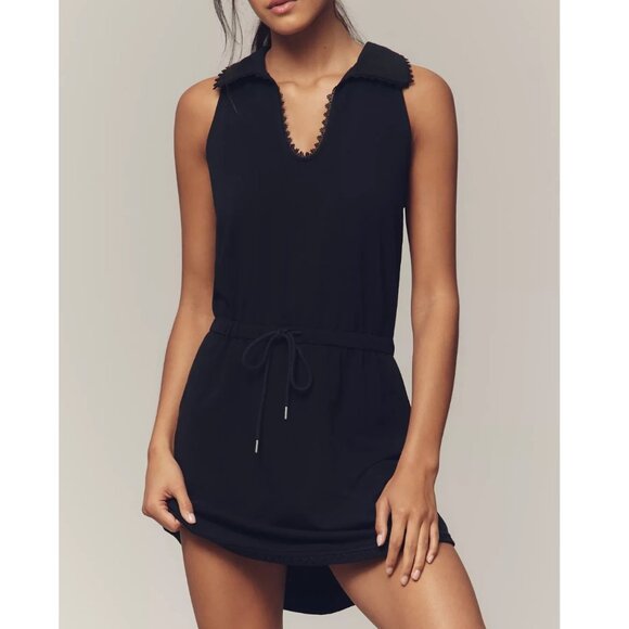 Anthropologie Dresses & Skirts - Sundays by Wearesundays Carina Collared Mini Dress Black Drawstring Waist Large
